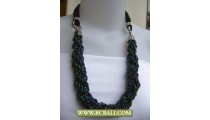 Beaded Paua wrap Necklaces Fashion mix Black cloth